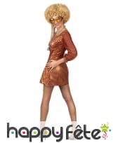 Robe disco orange paillettée pour femme, image 2