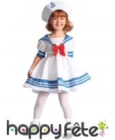 Robe de petit marin blanc et bleu avec bachi