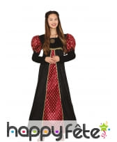 Robe de petite fille médiévale rouge et noire, image 1