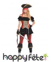 Robe de pirate noir et rouge à corset pour femme