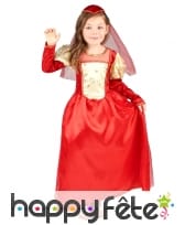 Robe de princesse médiévale rouge pour enfant