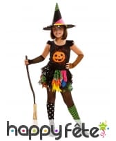 Robe de sorci&egrave;re imprim&eacute; citrouille pour enfant