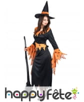 Robe de sorcière noire et orange motifs araignées, image 1