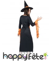 Robe de sorcière noire et orange motifs araignées, image 2