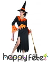 Robe de sorcière noire et orange motifs araignées, image 3