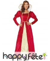 Robe élégante de reine médiévale or rouge, femme