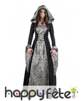 Robe gothique de luxe avec brocards argentés femme