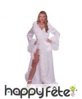 Robe hollywoodienne blanche marabout et satin