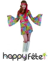 Robe hippie courte imprimé fleurs manches évasées, image 3