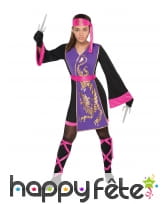Robe kimono noir et mauve de ninja