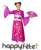 Robe kimono rose avec éventail pour enfant, image 1