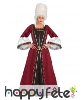 Robe longue baroque bordeaux avec dentelle femme