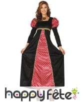Robe longue médiévale rouge et noire pour femme