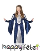 Robe médiévale bleue avec arabesques pour enfant