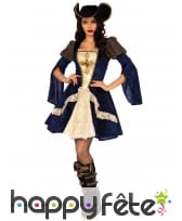 Robe mousquetaire bleue pour femme