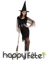 Robe mi-courte noire unie de sorcière