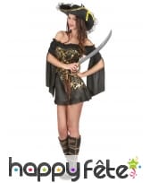 Robe noire de pirate corset doré, image 1