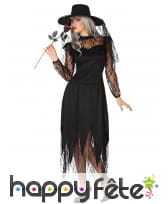 Robe noire de sorcière avec dentelle et chapeau