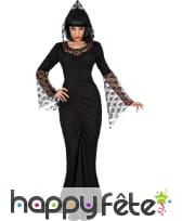 Robe noire de sorcière manches en dentelle