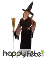 Robe noire de sorcière pour fille avec chapeau