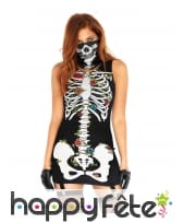 Robe noire dia de los muertos et porte jarretelles, image 2