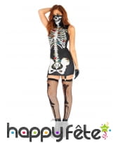 Robe noire dia de los muertos et porte jarretelles, image 3