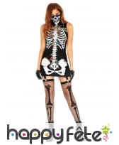 Robe noire dia de los muertos et porte jarretelles