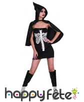 Robe noire imprimé thorax de squelette, image 3