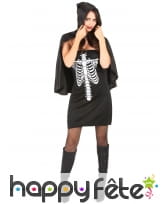 Robe noire imprimé thorax de squelette