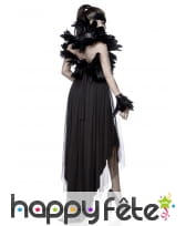 Robe noire queue de pie dos nu avec plumes, image 1