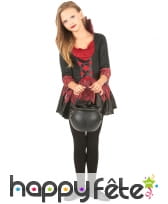 Robe noire rouge de vampiresse pour enfant