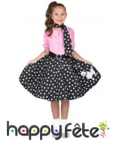 Robe rock and roll noire à pois pour enfant