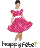 Robe rose à pois blancs années 50