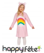 Robe rose avec capuche motif arc-en-ciel