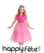 Robe rose de princesse jupon en tulle pailletés