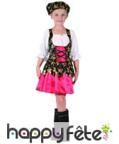 Robe rouge de petite pirate têtes de morts dorées, image 3