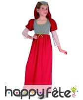 Robe rouge de princesse médiévale pour enfant, image 3