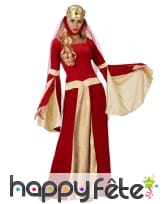 Robe rouge de reine médiévale pour femme