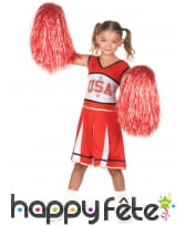 Robe rouge et blanche de pompom girl US pour fille, image 1