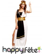 Robe romaine noire et blanche avec ceinture dorée