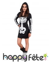 Robe squelette à capuche pour ado