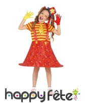 Robe salopette large de clown rouge jaune, enfant