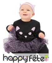 Robe tutu violette de chat noir pour bébé, image 1