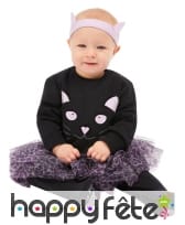 Robe tutu violette de chat noir pour bébé