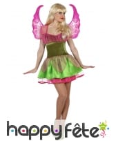 Robe verte courte de fée ailée