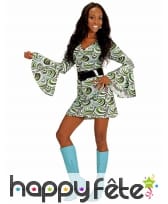 Robe verte groovy vagues style années 70