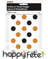 Sacs à bonbons transparents à pois orange noirs