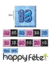 Serviettes âge bleues, noires ou roses