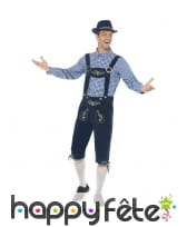 Salopette bavaroise bleue traditionnelle, homme