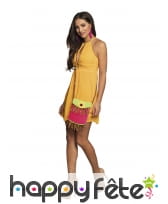 Sac bandoulière rose à franges style hippie